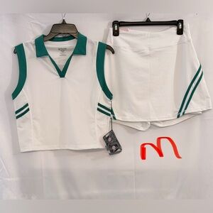 Women's White and Green Sleeveless Top